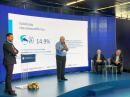 Ο Πρόεδρος ΔΣ του ΕΚΤ, Λάζαρος Βρυζίδης, στο βήμα της εκδήλωσης για την παρουσίαση των αποτελεσμάτων της έρευνας ΕΚΤ-ΣΕΒΕ